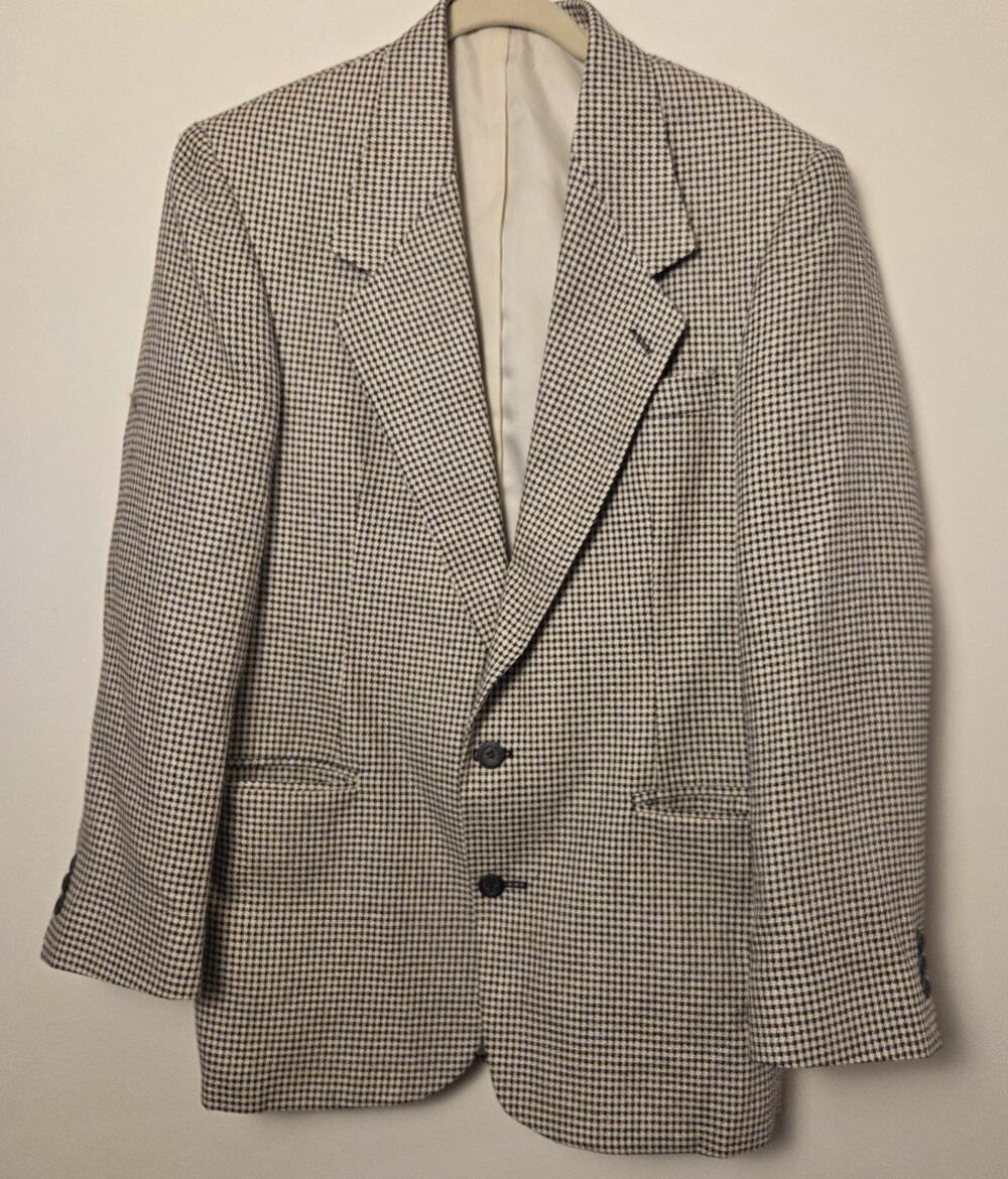 Raffinati Gold Men’s Blazer Black White Houndstooth Made USA Size 40R Vintage